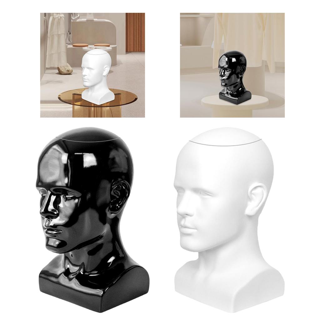 Male Mannequin Head Freestanding Wig Holder for Necklace Headset Headphone