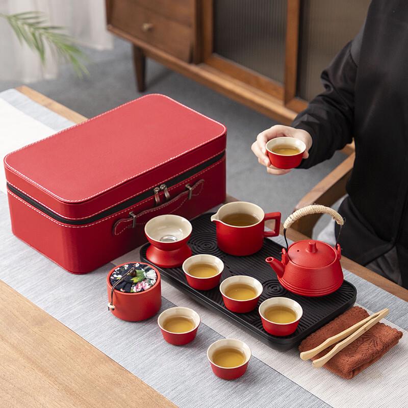 Yuzhuxun Nordic Portable Ceramic Travel Tea Set with Side-Handle Pot