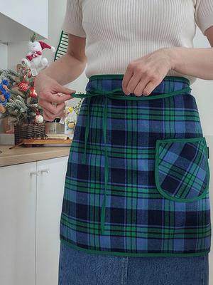 BYJIMI Green Christmas Check Waist Apron