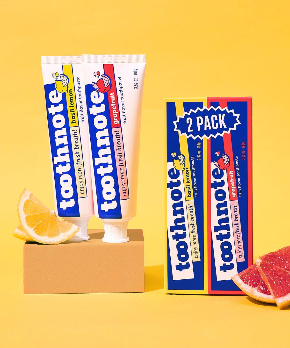 Toothnote Moisturizing Toothpaste 2-Piece Set Grapefruit 3 + Basil Lemon 3
