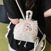 Girls West Highland White Terrier Bow Backpack With Spliced Pu Material And Drawstring Opening For Casual Daily Use