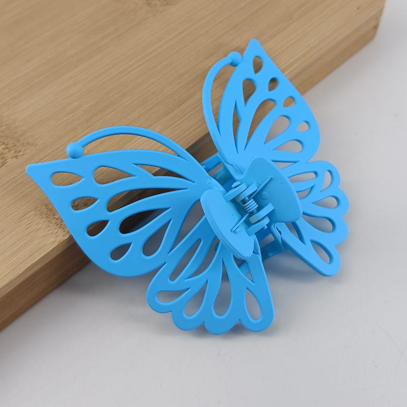 9cm Sweet Women Girl Young Fashion Gift Back Head Clip Hairpin Candy Color Single Layer Hollow Wing Antennae Butterfly Hair Claw
