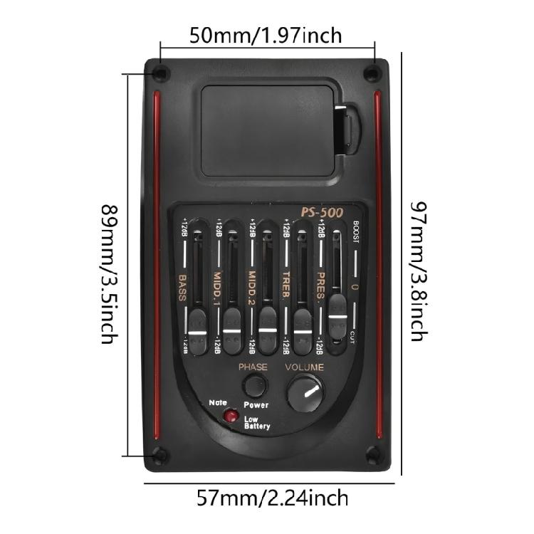 5 Band Acoustic Guitar Preamp EQ Equalizer Tuner Piezo Pickup Equalizer Pickup Tuner for Acoustic Classical Guitar