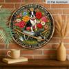 2D Flat, 1pc Round Aluminum Boston Terrier Garden Sign, Vintage Floral Wall Art, "Live Life in Full Bloom" Dog & Wheelbarrow Design, Waterproof
