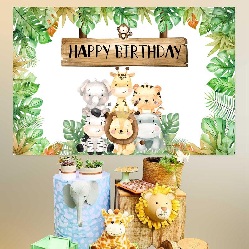 Jungle Animals Backdrop Wild One Safari Jungle Party Decoation Birthday Decorations Baby Shower Boy Gril 1st Birthday Background