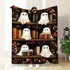 1pc Fashion Ghost Print Blanket, Modern Style Blanket, Outdoor Blanket, Travel Camping Blanket, Soft And Comfortable Blanket, Travel Sofa Bed, Office