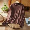 Double-sided German Velvet Floral Autumn and Winter New Bottoming Shirt Semi-turtleneck Thin Long-sleeved Warm T-shirt Top Women