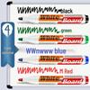 Four-Color Whiteboard Marker Set with Built-In Erasers for Meetings and Teaching.