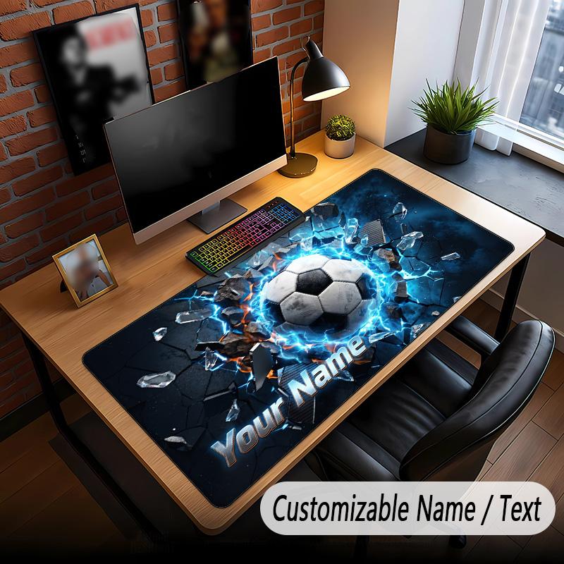 Soccer Theme Custom Mouse Pad Personalized With Name Text Customized Desk Mat For Office Home Decor
