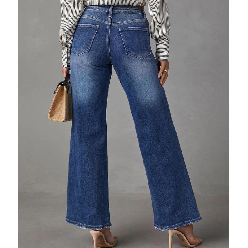 Kadın Yüksek Esnek Denim Kot Bayan Günlük Düz Pantolon Tam Boy Pantolon Pantalones de mujer