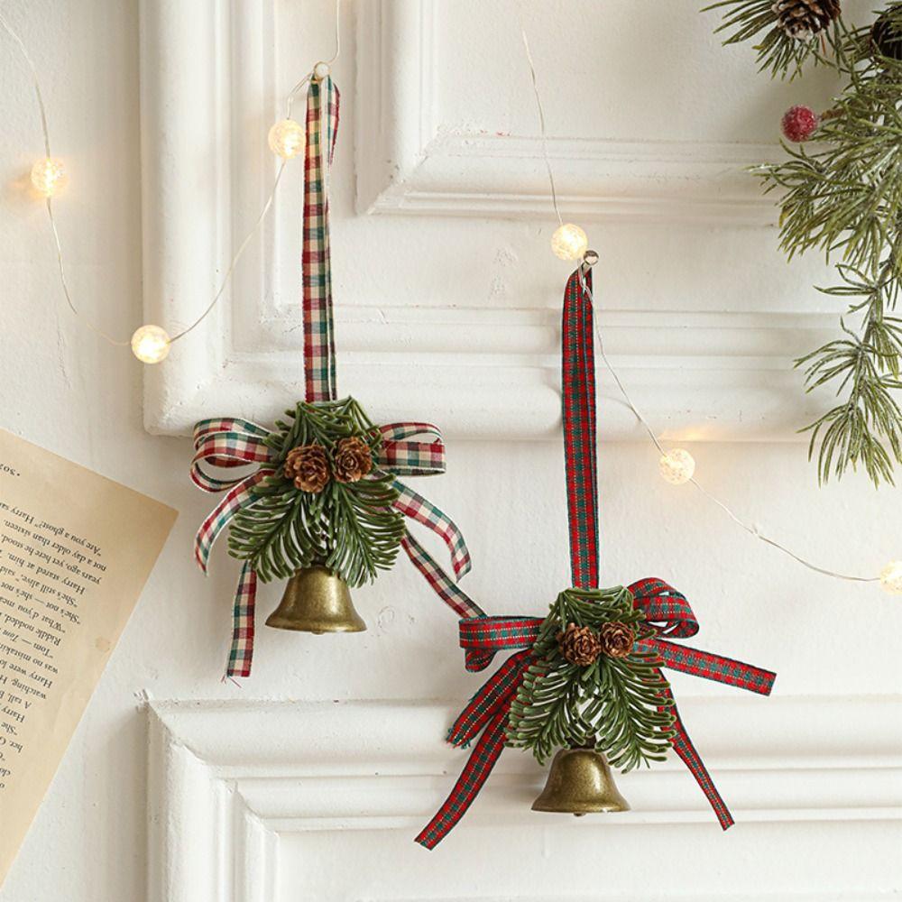 Bronze Pinecone Bell Pendant Retro Christmas Tree Hanging Bells Garden Decor