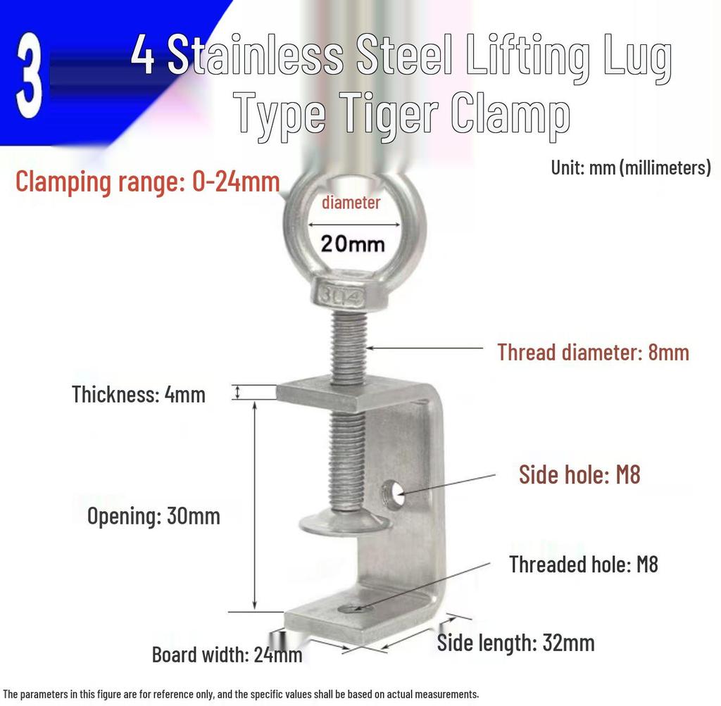 304 Stainless Steel Hand-Tightened U-Type/C-Type Pipe Clamp Fixture