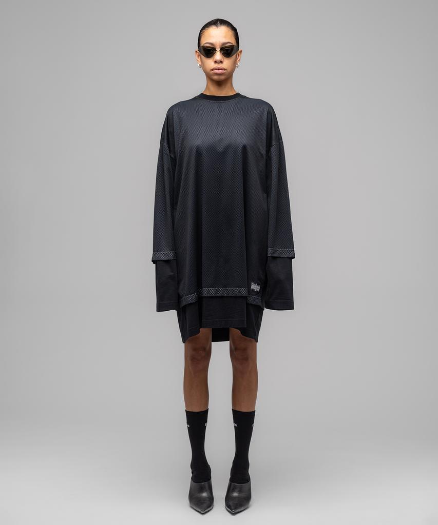032Ssi (W) Game Layered Mesh Shirt Dress Black Black Game Layered Mesh Shirt Dress Black/ Black