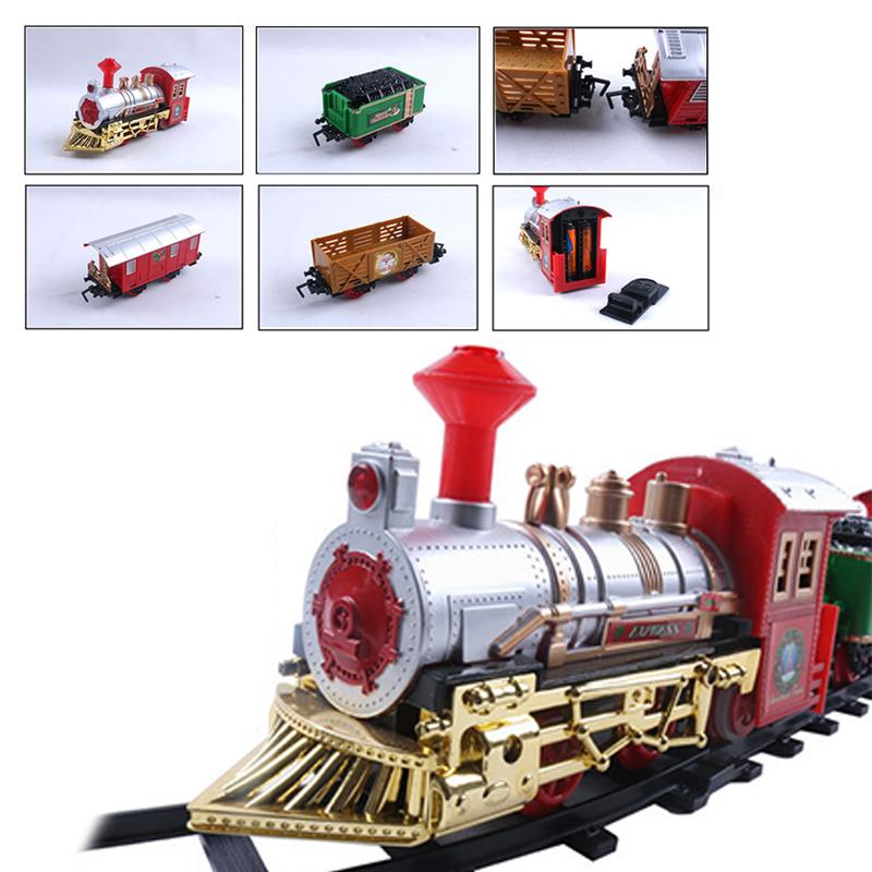 Christmas Series Train Track Electric Steam Track Train Model Lights Children's Holiday Gifts Music Santa Claus Train Set