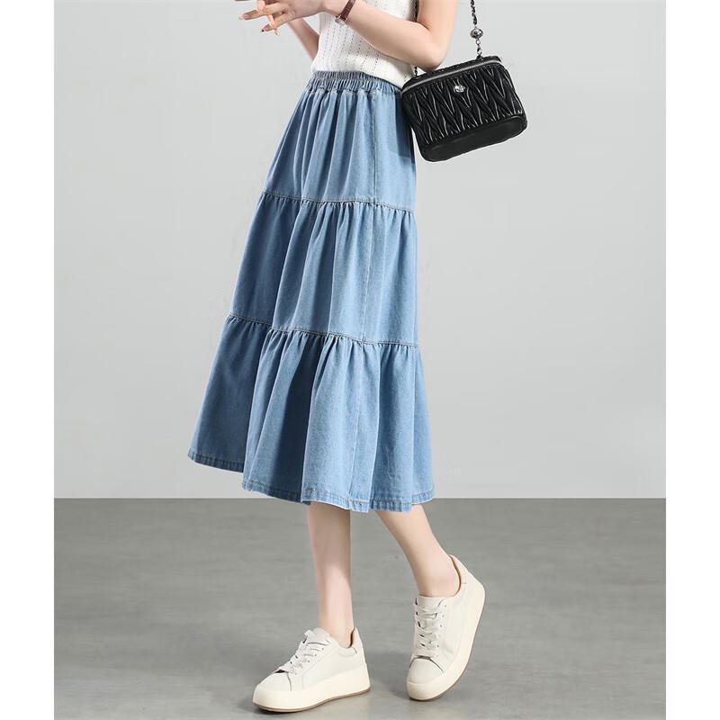 Женская джинсовая юбка А-силуэта, с эффектом потертости M