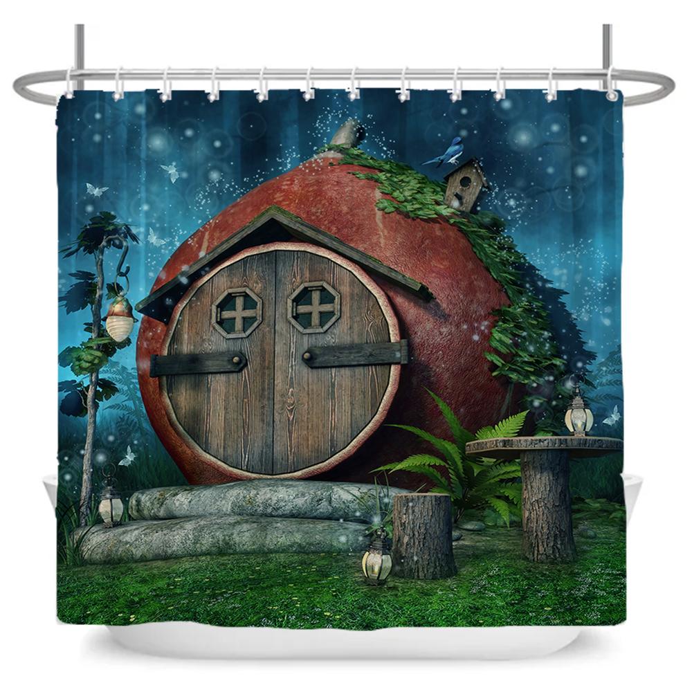 Fairy Tale Forest Waterproof Shower Curtain for Bathroom Cartoon Baby Decoration Bath Curtain Polyester Fabric with hooks