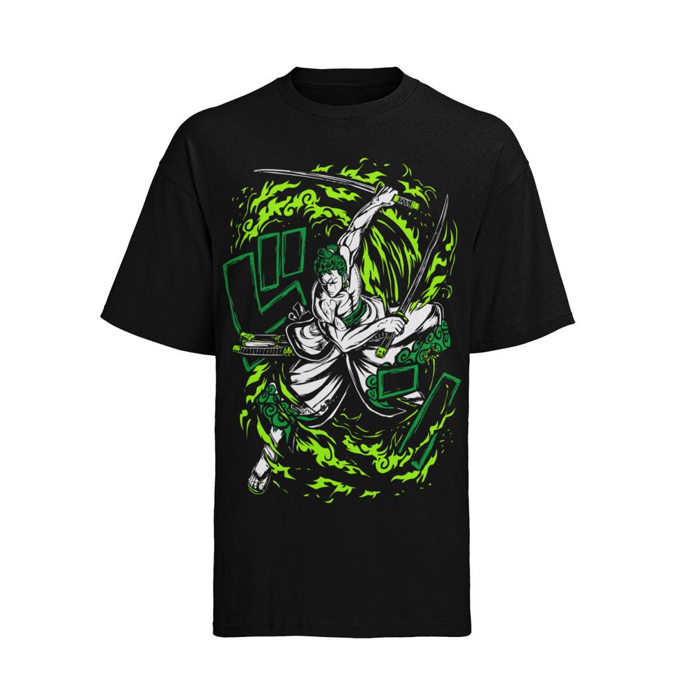 One Piece Piraten Loreno Zorro Anime Damen Oversize Bio Baumwolle T-Shirt