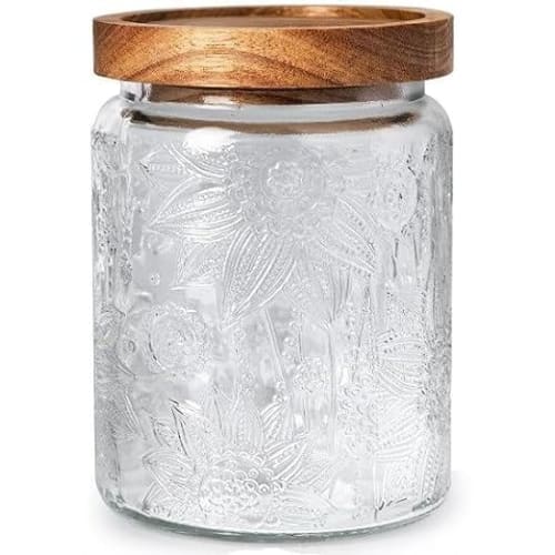 

Retro Glass Jar with Lid, Cute Storage Container (Sunflower Design, 700ml)