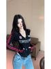 American Spicy Girl Style Hooded Jacket: Women's Slim Fit, Chic Letter Print Zipper Top for Autumn/Winter
