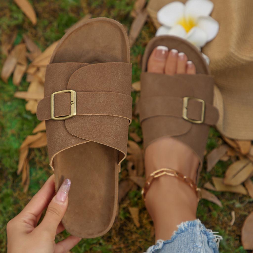 Fashion Women Slippers Summer Non Slip Buckle Slippers Woman Big Size Outdoor Comfortable Sandals Lightweight Flat Shoes Slides Women