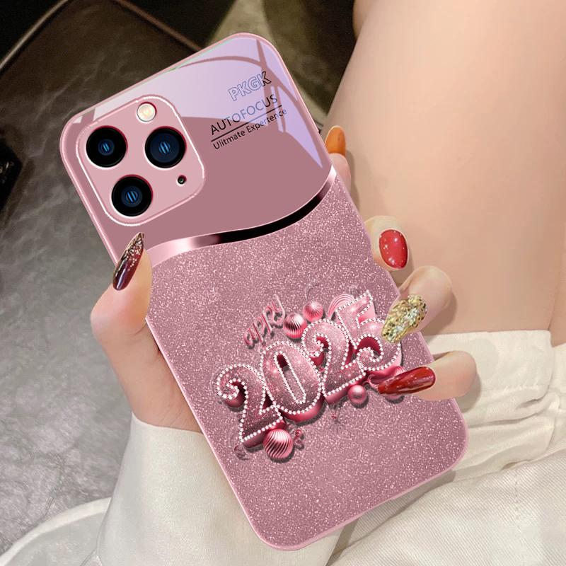 Colorful New Year 2025 For IPhone 16 Pro Max 15 Pro 14 13 12 Mini 11 XS Max XR 7 8 Plu SE 2022 Tempered Glass Phone Case