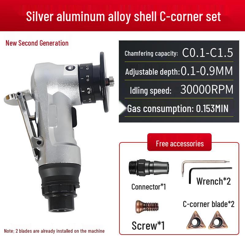 Handheld Mini Pneumatic Chamfering Machine: 45° C/R-Angle Deburring Tool for Woodworking and Metal