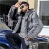 New Men's Hooded Jacket Fashion Light Luxury Silver Fox Hair Coat Thickened Warm Temperament Fur Sweater