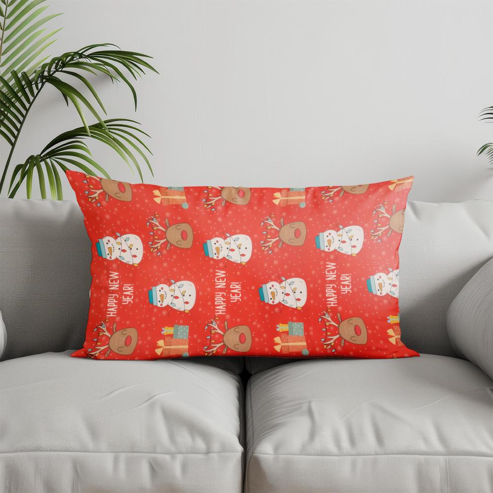 Home Decor Festive Christmas Pattern Pillow Suitable For Sofa Bedroom Car Pillow Cover Cushion Rectangular Back Cushion