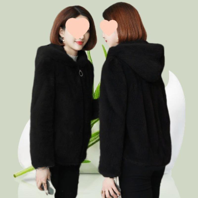 Coral fleece jacket women's short autumn and winter new small thickened hooded sweater jacket large size thin