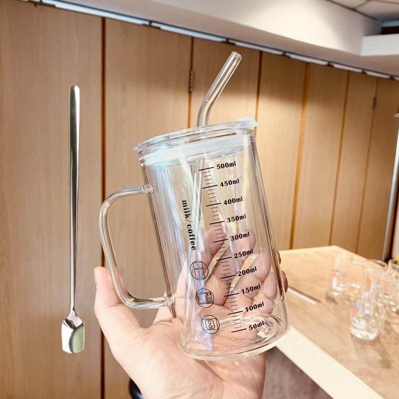 ZISIZ 1000ml Large Capacity Glass Sipper Cup