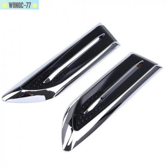 2x Silver Car SUV Air Flow Fender Side Vent Decoration Sticker Cover Accessories
