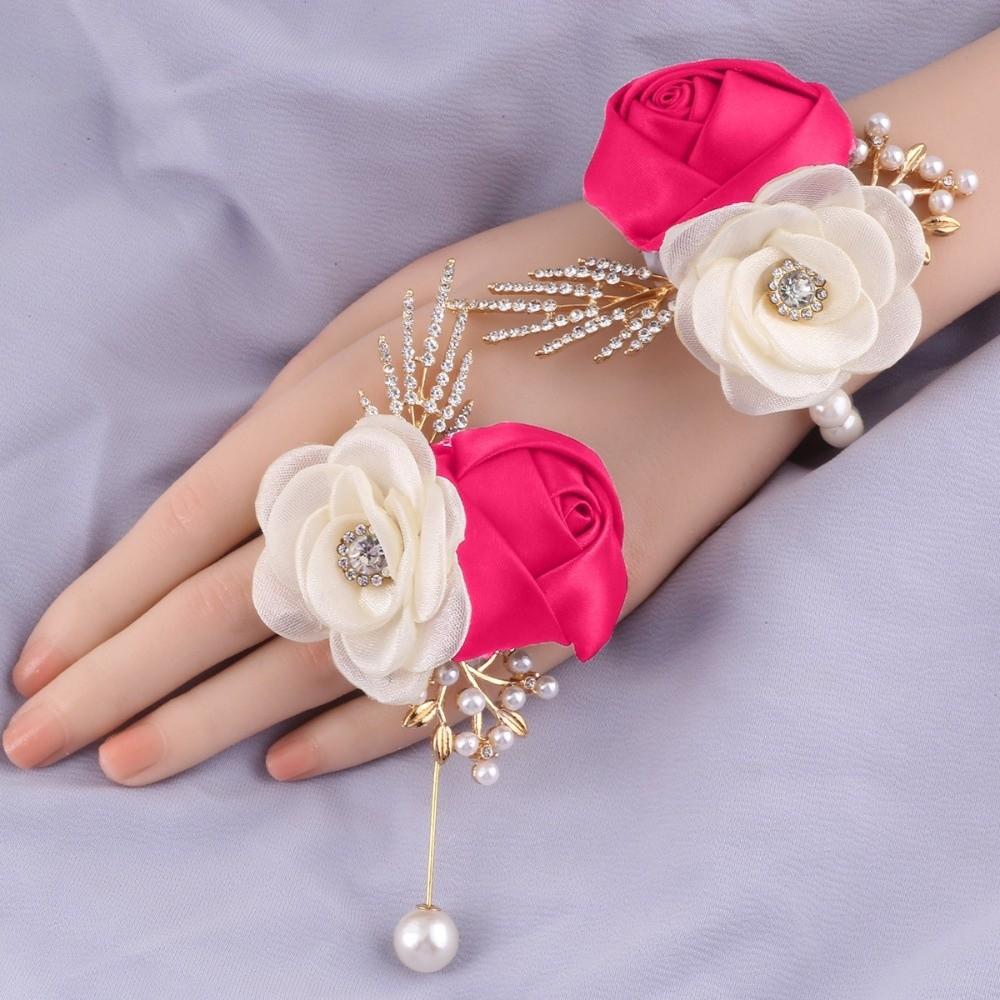 

Elegant Bridal Groom Boutonniere Simple High-end Simulation Silk Corsage Wedding Witness Brooch Party Mensuit Accessories розы красного