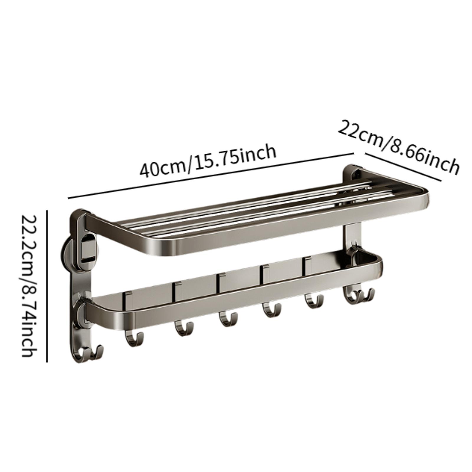 

Rustproof Towel Storage Rack with Hooks Holder for Hotel House Bathroom Space Saving Wall Mount Organizer