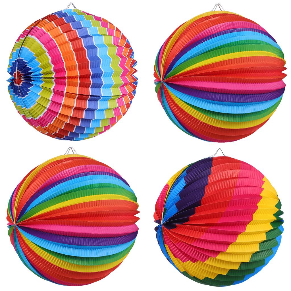 4Pcs Paper Lanterns Set Colorful Foldable Lamp Shades for Party Wedding Decor Hanging Festival Decoration Chinese Style Light