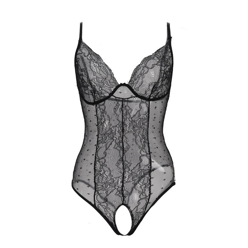 Sex Underwear Passion Onesie Women's Uniform Hot Mesh Transparent Temptation Hot Lace Open Set