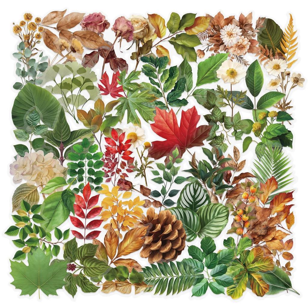 Floral Ink PET Transparent Stickers for Phone, Laptop, Suitcase, and Cup Decoration