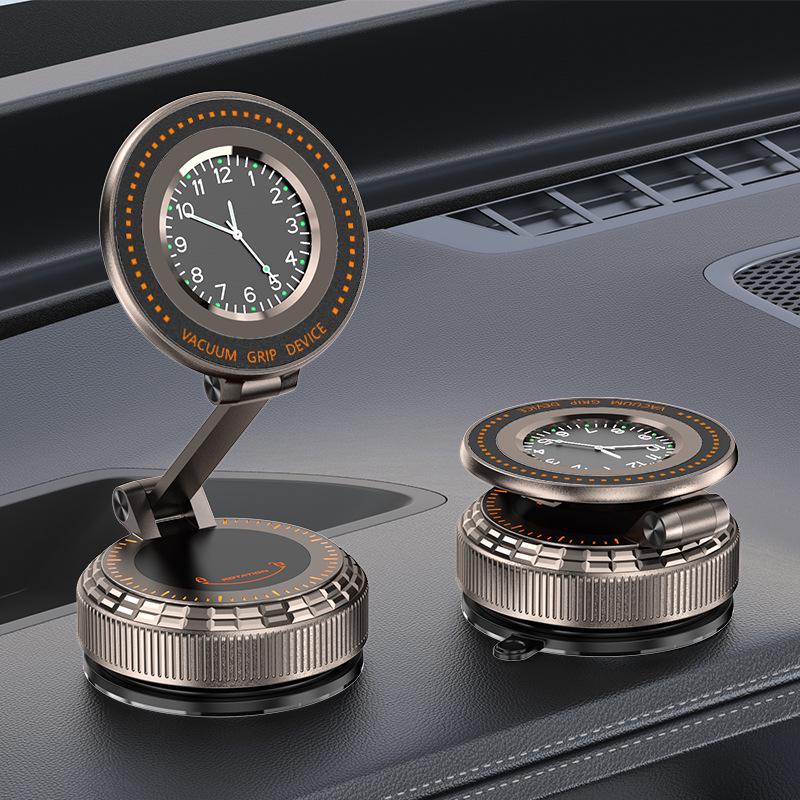 K10 2026 Foldable MagSafe Car Phone Holder – Adhesive Silicone, Two-Way Magnetic Suction, Desktop Clock Included.