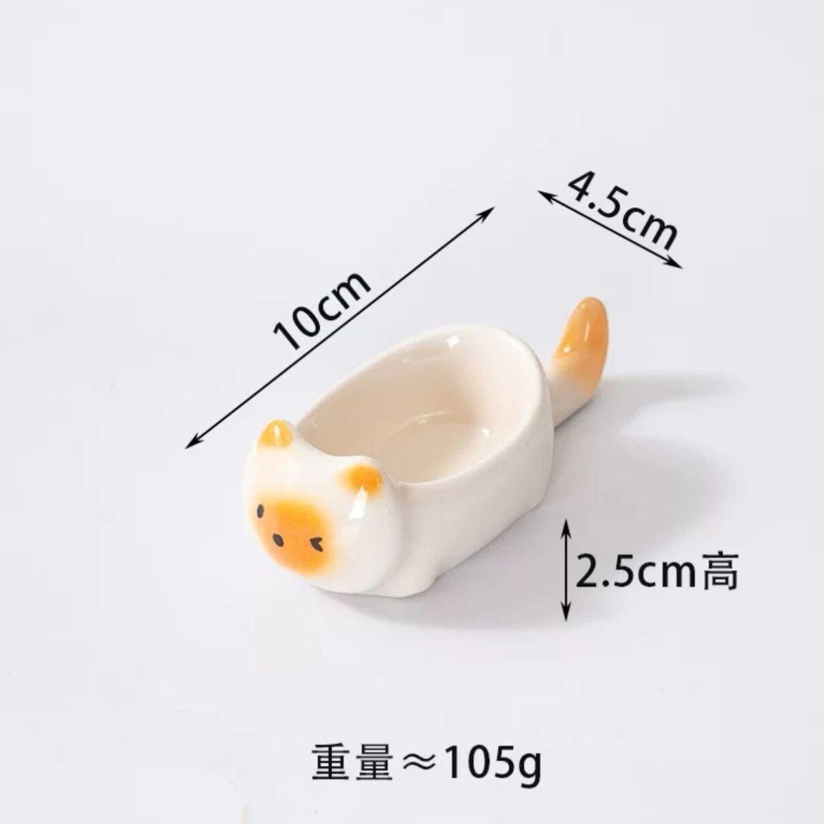 Cute Ceramic Cat Dipping Dish, Ceramic Household Soy Sauce Dish, Tomato Sauce Small Dish, Multifunctional Chopstick Holder
