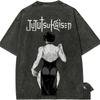 Camiseta para Hombre Maki Zenin Jujutsu Kaisen Despertado Vintage Lavado Ácido Streetwear Oversized Retro Anime Japonés Gráfico Camisetas de Algodón
