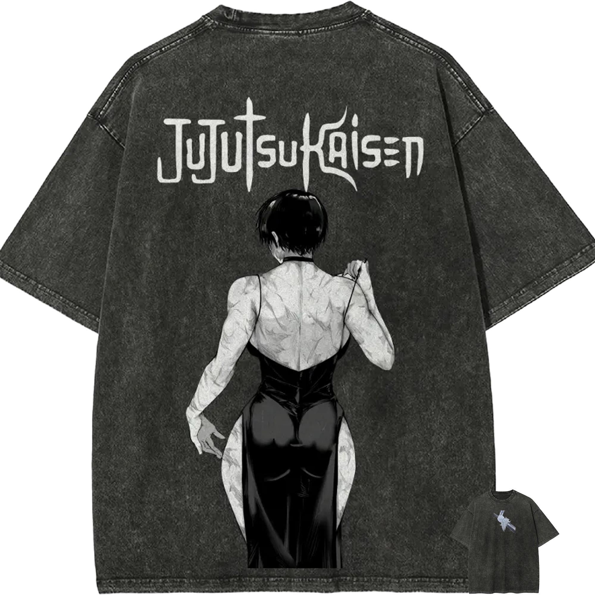 

Maki Zenin T Shirt Men Jujutsu Kaisen Awakened Vintage Acid Wash Streetwear Oversized Retro Japanese Anime Graphic Cotton Tees M