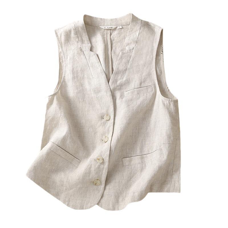 Letní literatura volné jednobarevné bavlněné plátěné tílko dámský kabát top Bundy & kabáty dámské