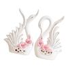 2Pcs White Swan Figurines, Modern Swan Statue Sculpture Ornament Table