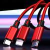 3-in-1 Fast Charging Cable: Quick One-to-Three Red Braided