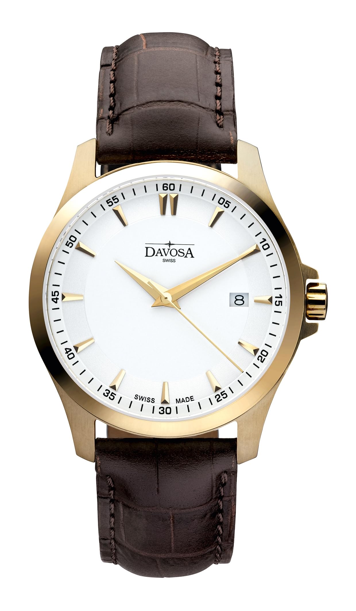 

[Davosa] Часы 3 Hand Date 10 ATM Water Resistant Classic Quartz Swiss Made 162.467.15 Мужские Коричневые
