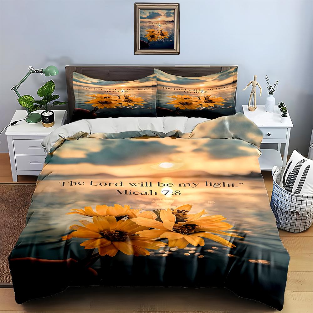 Sunflowers sunset quote Bedding Duvet cover sets Duvet covers Pillowcases gifts (1 * Duvet Cover 2 * Pillowcases, without duvet insert)