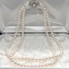 Used [Certificate of authenticity included] Akoya pearl 2 strand necklace pearl silver SILVER stamp 6.5mm pearl necklace