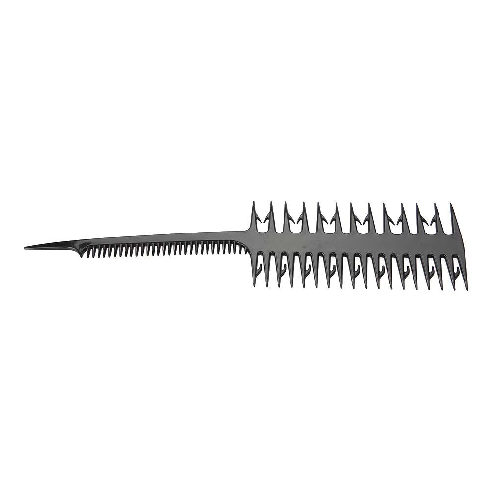 Double Sided Wide Fine Tooth Highlighting Comb Professional Piece Strip Dyed Hair Comb Black