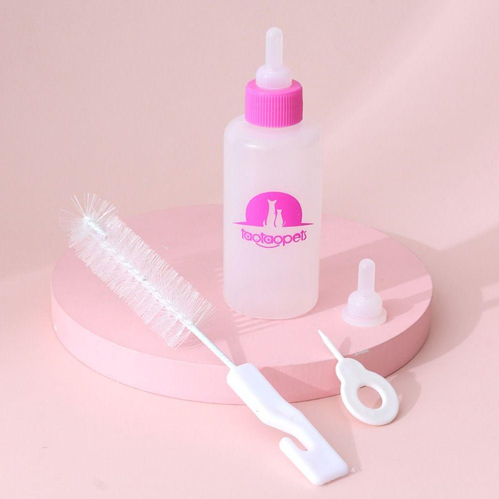 4pcs/set Bite Resistant Pet Milk Bottle Kits 60ml Cat Nipple Bottle  For Hamster Puppy Rabbits