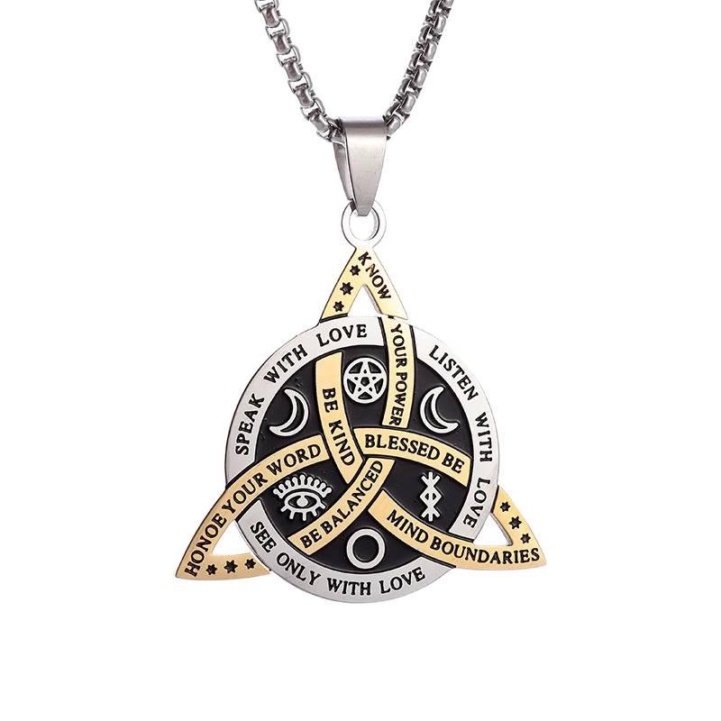 Norse Runes Celtic Knot Pendant: Stainless Steel Necklace for Men - Scandinavian Punk Gift