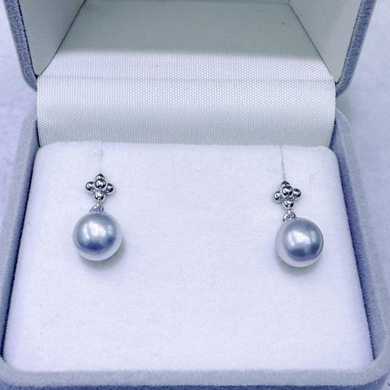 

Чжуцзи 8-9 мм Жемчуг Акойя Стерлинговое Серебро Серьги-подвески